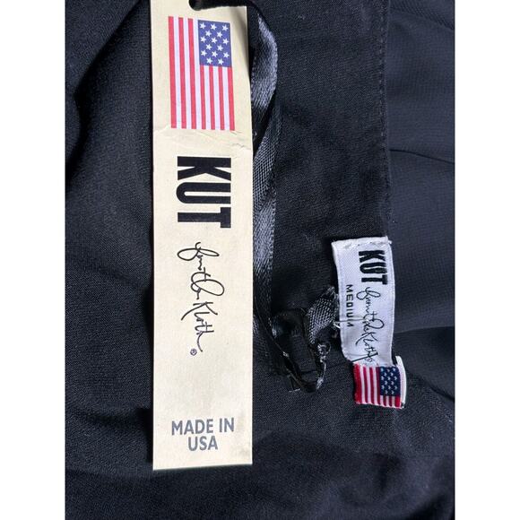 Kut From The Kloth Blouse Semi Sheer Womens M Black Long Sleeves Long Back NEW - Picture 3 of 7